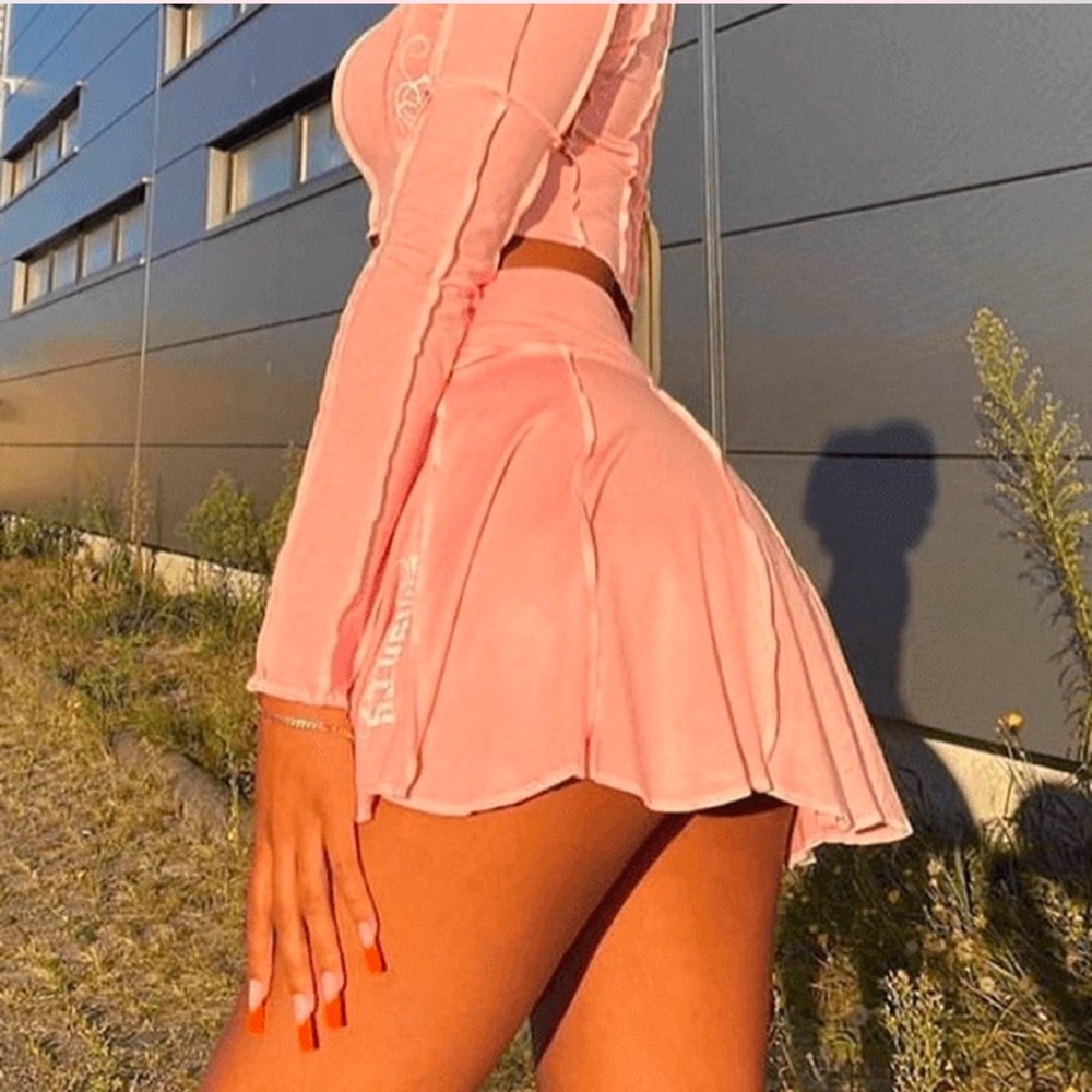 Omighty Pink Contrast Stitch Skirt